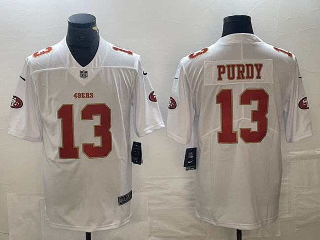Men's San Francisco 49ers #13 Brock Purdy White Vapor Untouchable Limited Stitched Jersey Men's San Francisco 49ers #13 Brock Purdy White Vapor Untouchable Limited Stitched Jersey